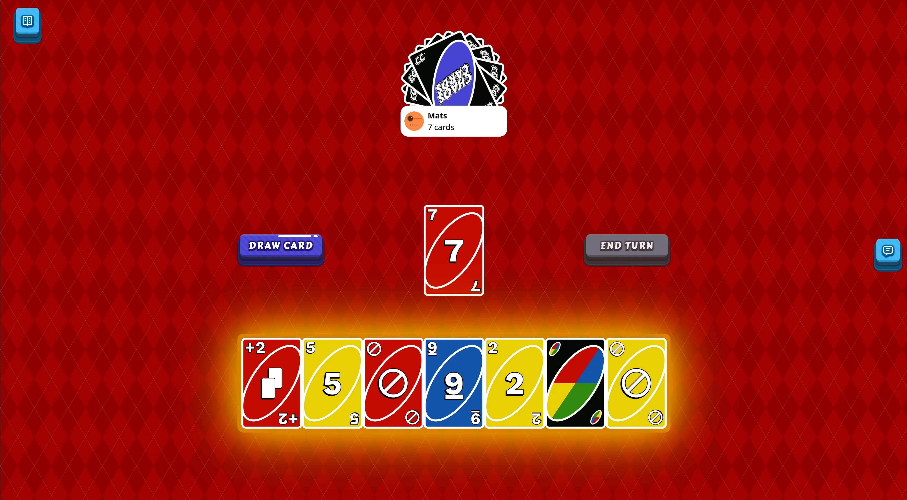 chaos cards playing screen