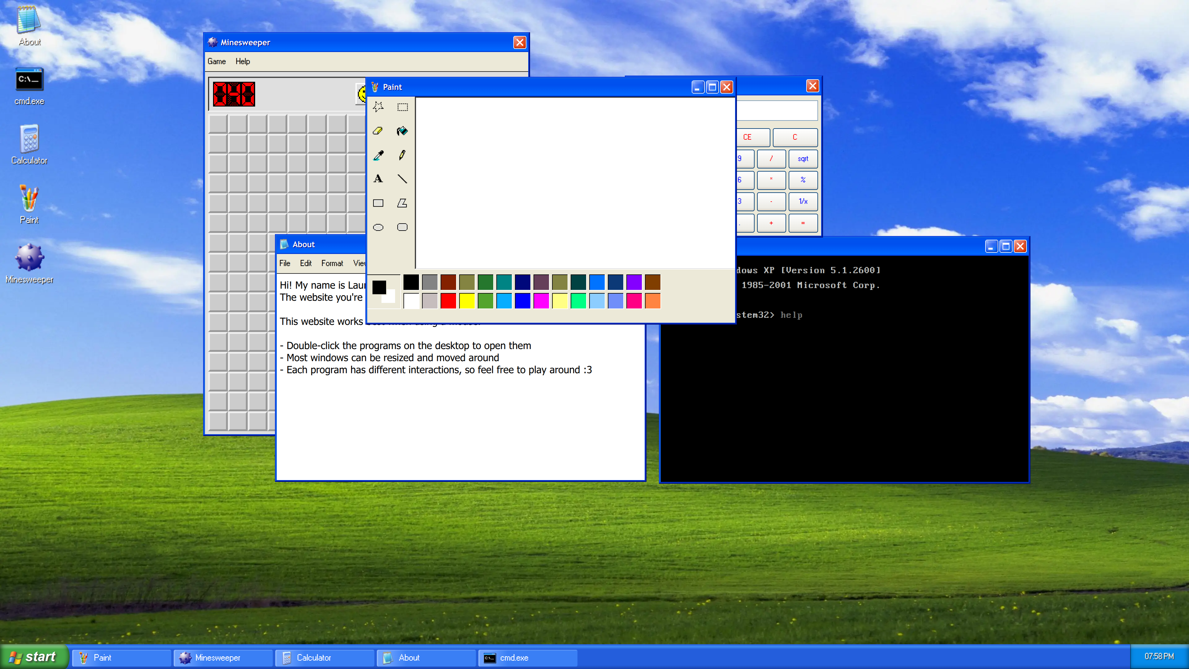 Windows xp home screen